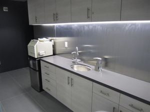Medical Office Patient Room Wash Sink and Cabinetry
